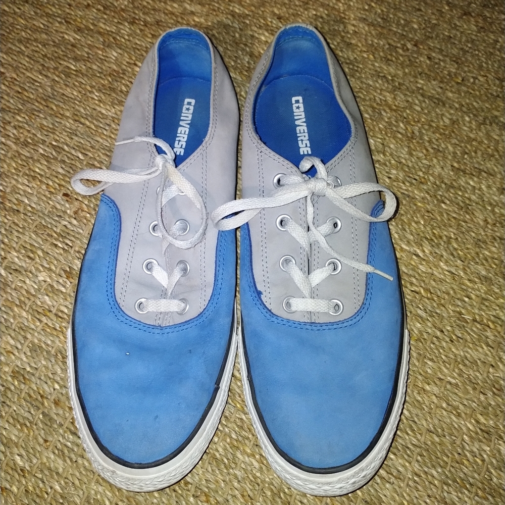 CONVERSE ALL STAR Unisex Leather Tennis Shoe Sneaker Size 13 Blue Grey Two Tone